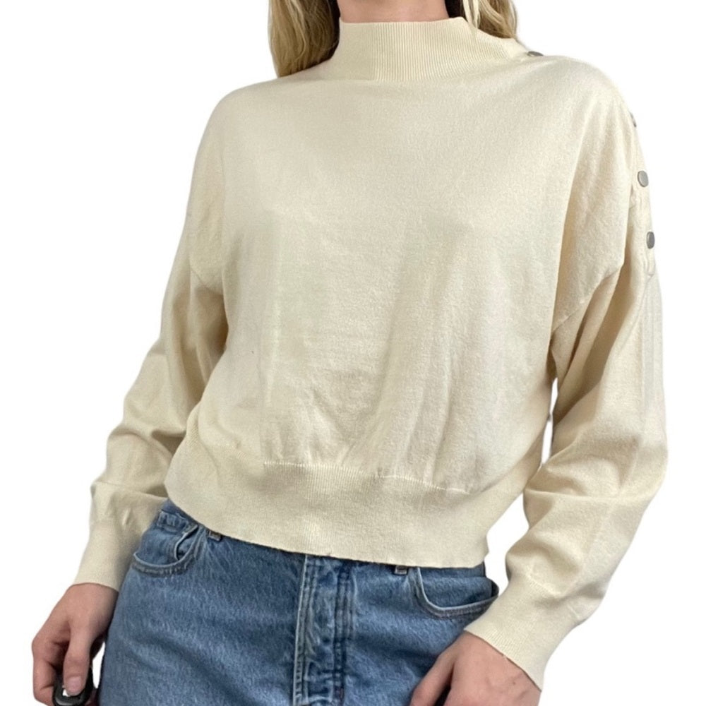 NWT Emory Park Soft Cream Button Sleeve Sweater