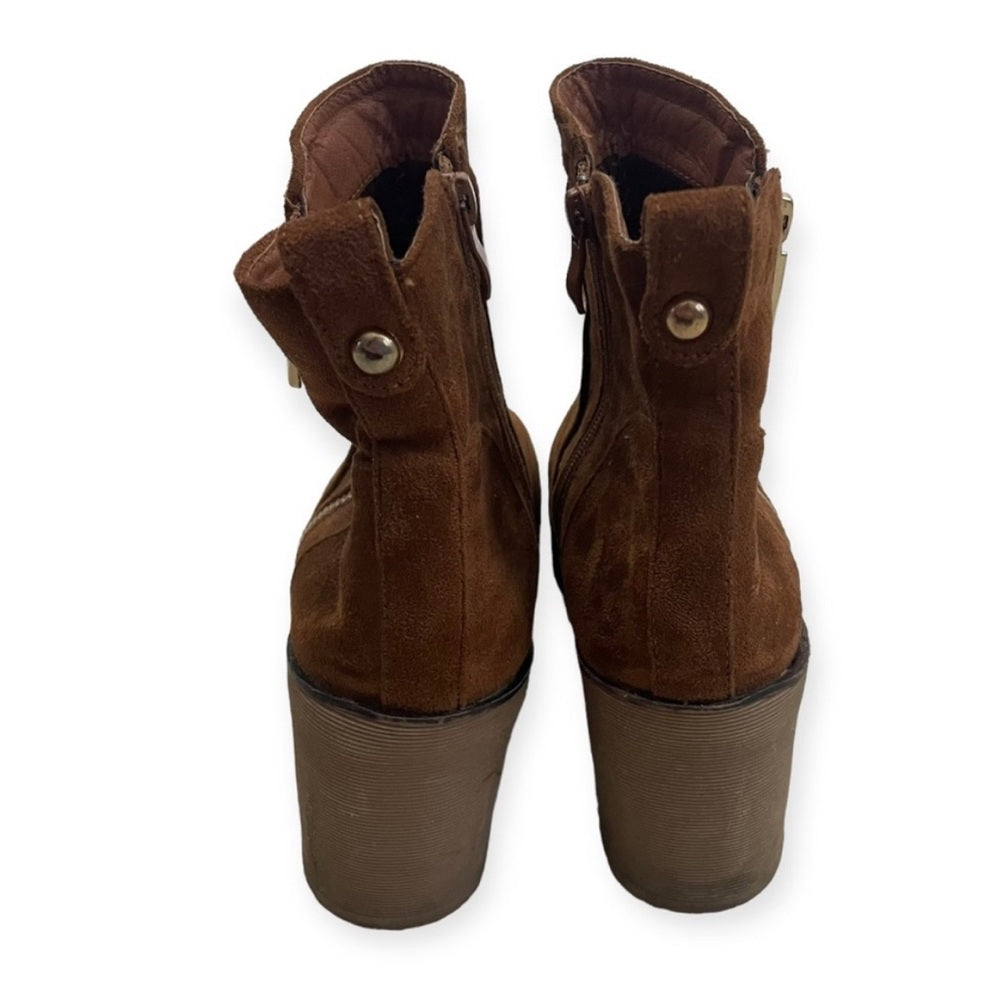 Nature Breeze Brown Heeled Ankle Boots