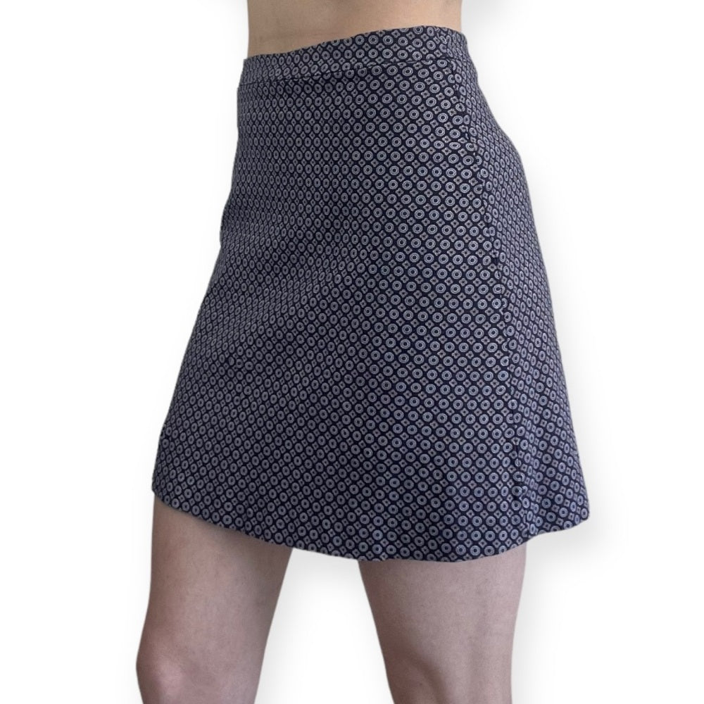 Margaret M Petites Navy Blue Patterned Mini Skirt