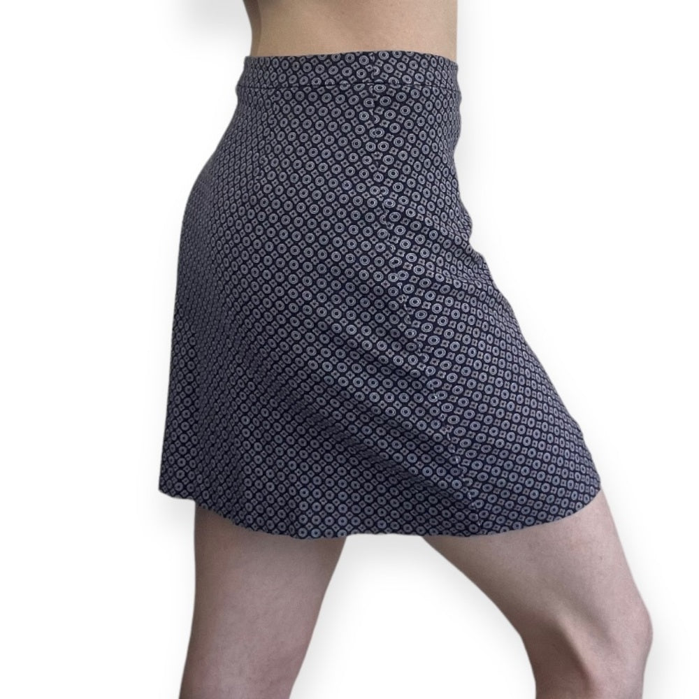 Margaret M Petites Navy Blue Patterned Mini Skirt