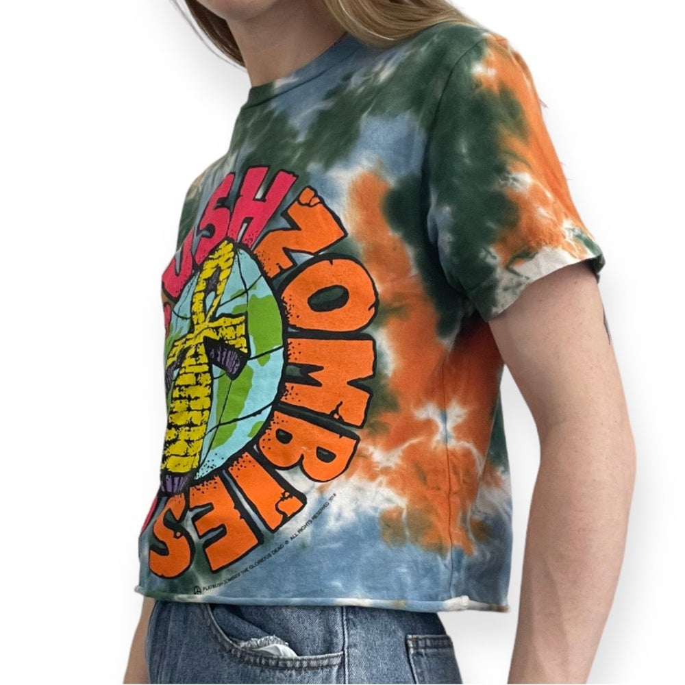 Flatbush Zombies Colorful Tie Dye Cropped Short Sleeve Graphic Concert Merch Tee