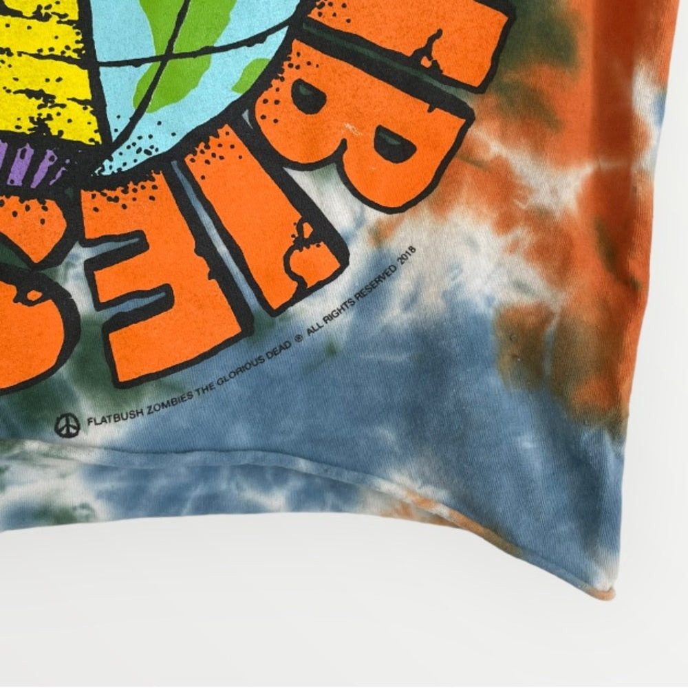 Flatbush Zombies Colorful Tie Dye Cropped Short Sleeve Graphic Concert Merch Tee