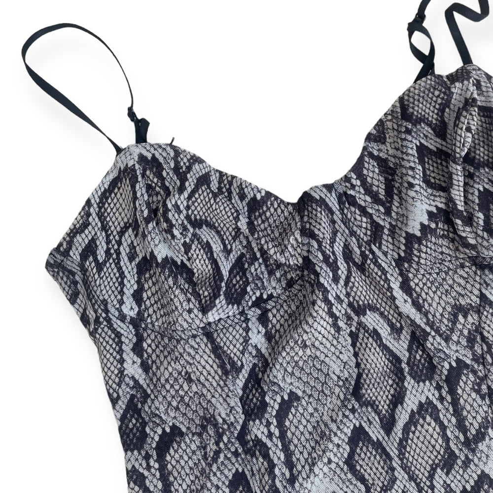 AFRM Black and White Snakeskin Print Bodysuit