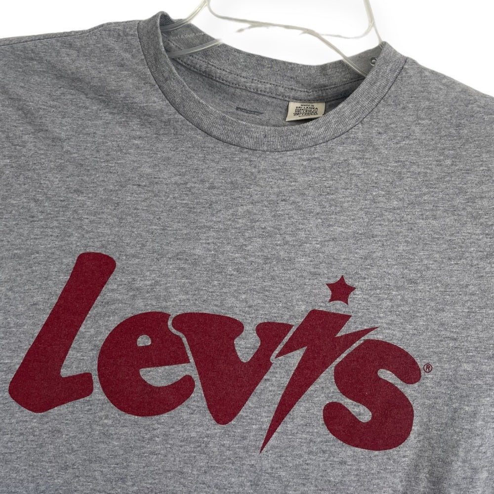 Levi’s Grey with Red Lettering Graphic Logo Short Sleeve Tee