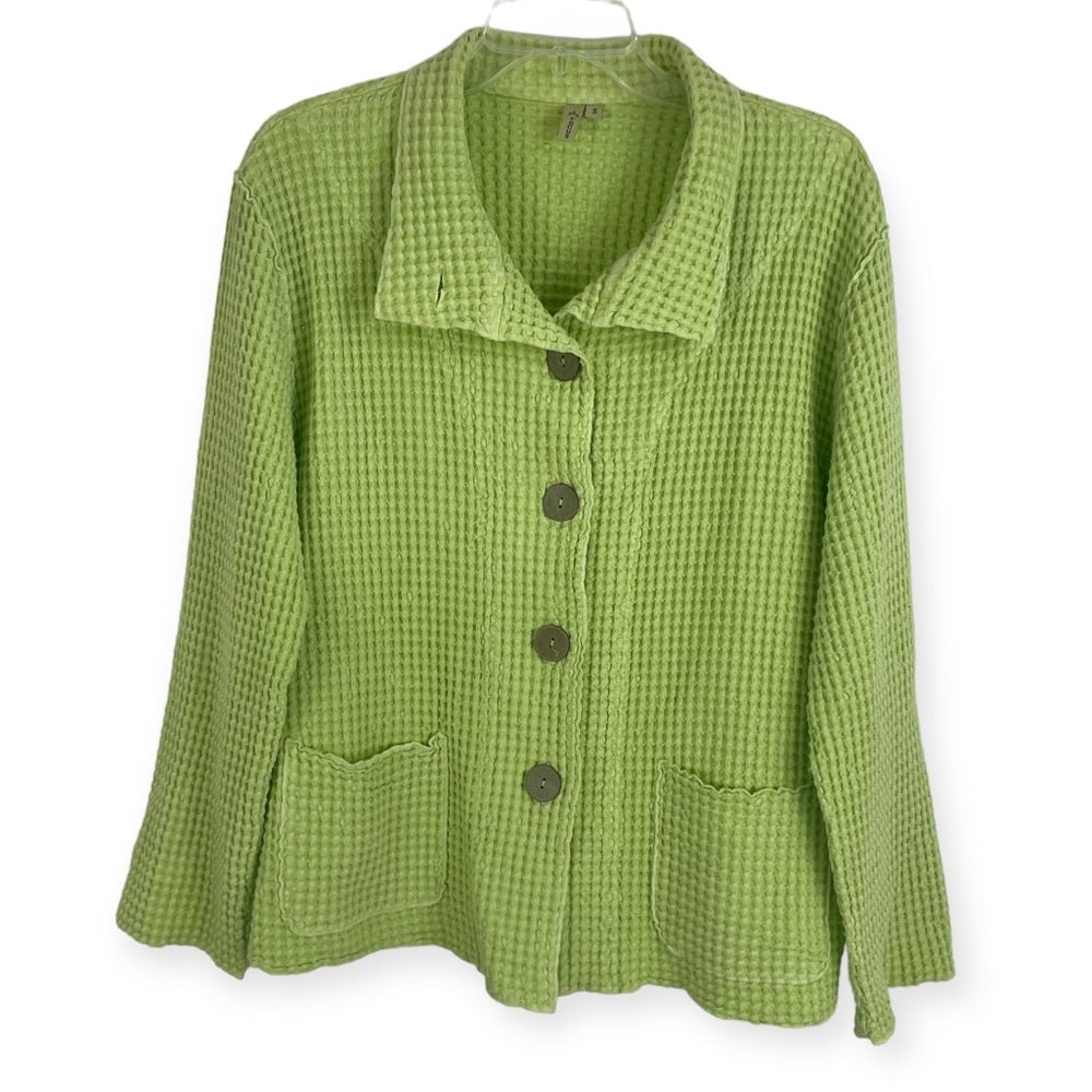 Focus Vintage Lime Green Waffle Button Down Collared Blazer