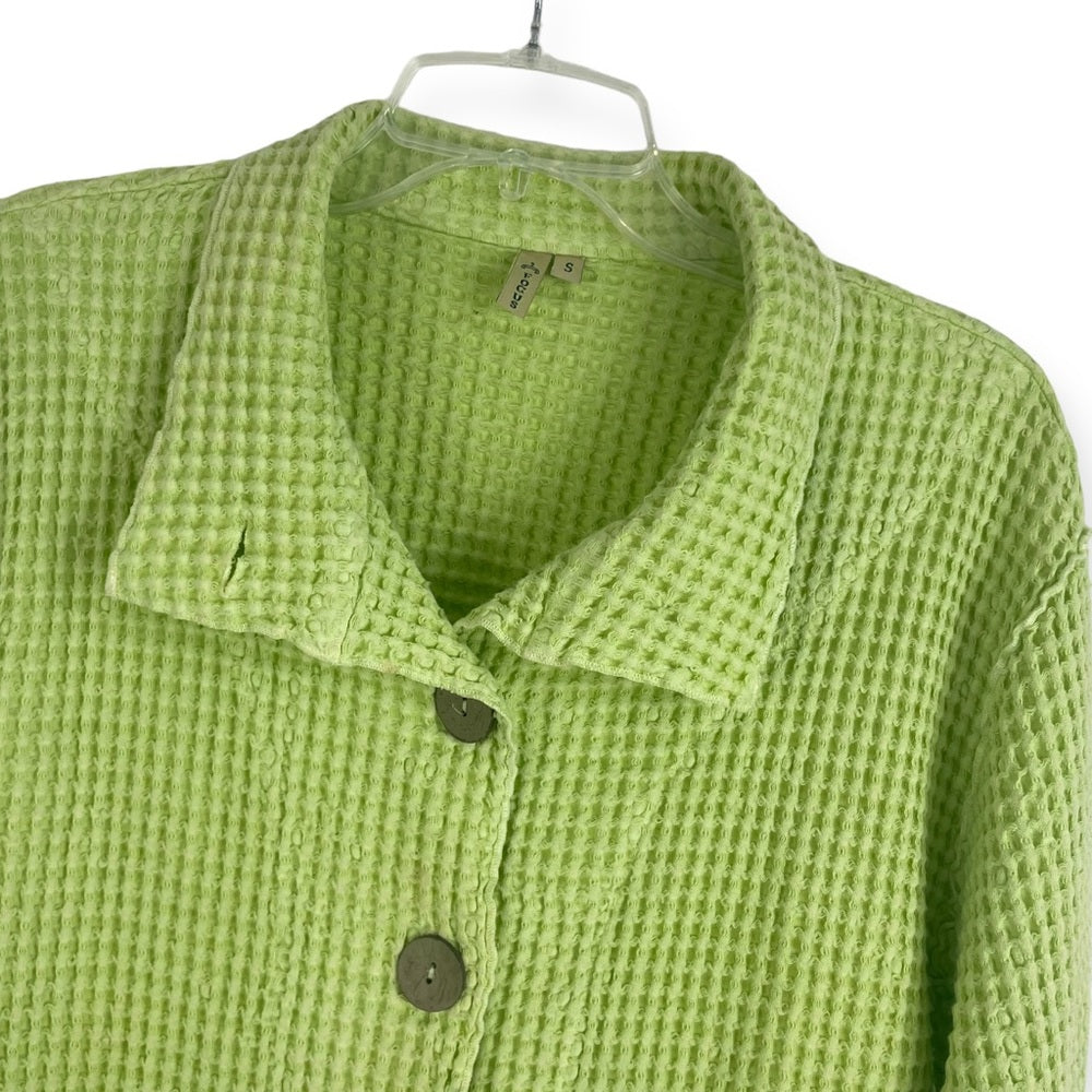 Focus Vintage Lime Green Waffle Button Down Collared Blazer