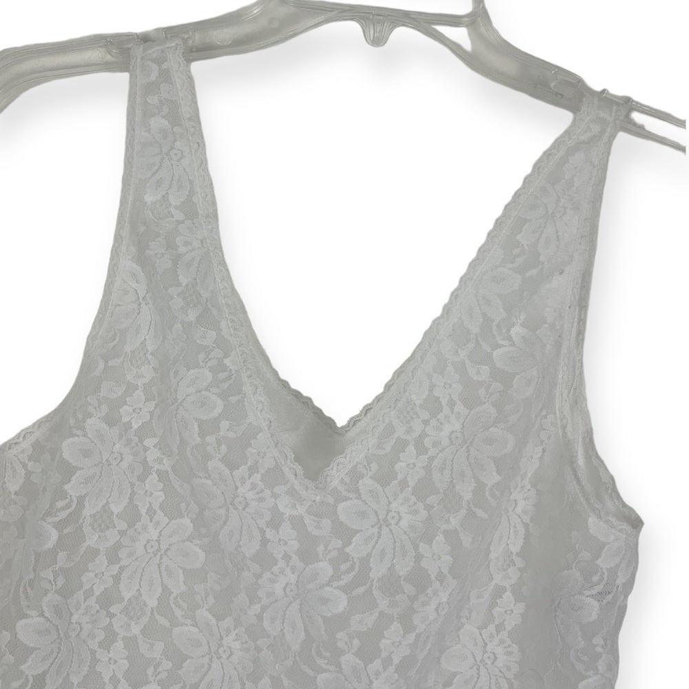 Maidenform Vintage White Silky Sheer Lace Tank Top