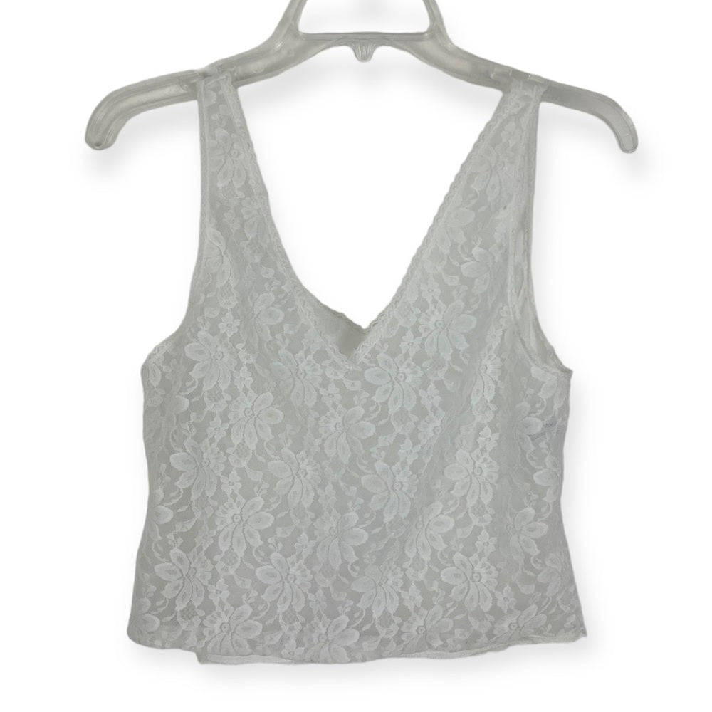 Maidenform Vintage White Silky Sheer Lace Tank Top