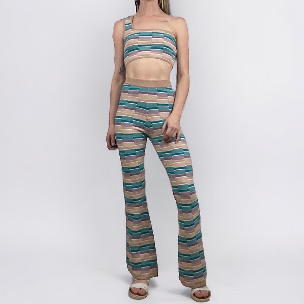 Princess Polly Color Block One Shoulder Cropped Top & Pants Matching Set